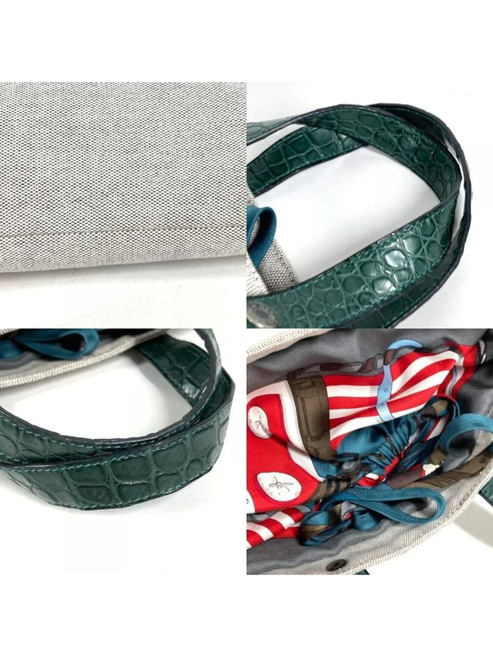 Hermes Handbag Petit Ash Canvas Green